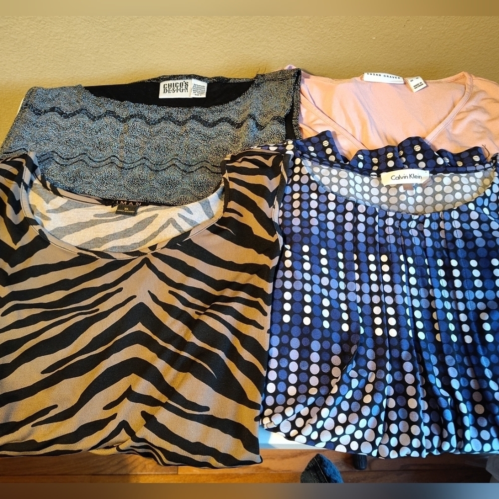 Lot Of 4 Women's Slinky Career Tank Tops XL-Calvin Klein, Susan Graver, Chico's+